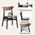Rebi Gray Linen, Walnut & Black Finish Side Chair Set Of 2 Black,Gray,Walnut Linen,Synthetic Wood