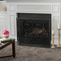 Thayer Single Panel Iron Fireplace Screen Black Primary Living Space American Design,Antique,Classic Iron