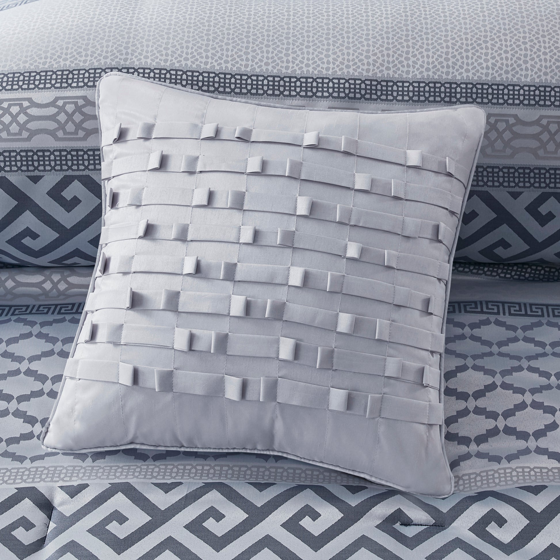 7 Piece Jacquard Comforter Set Navy Cal King California King Navy Polyester