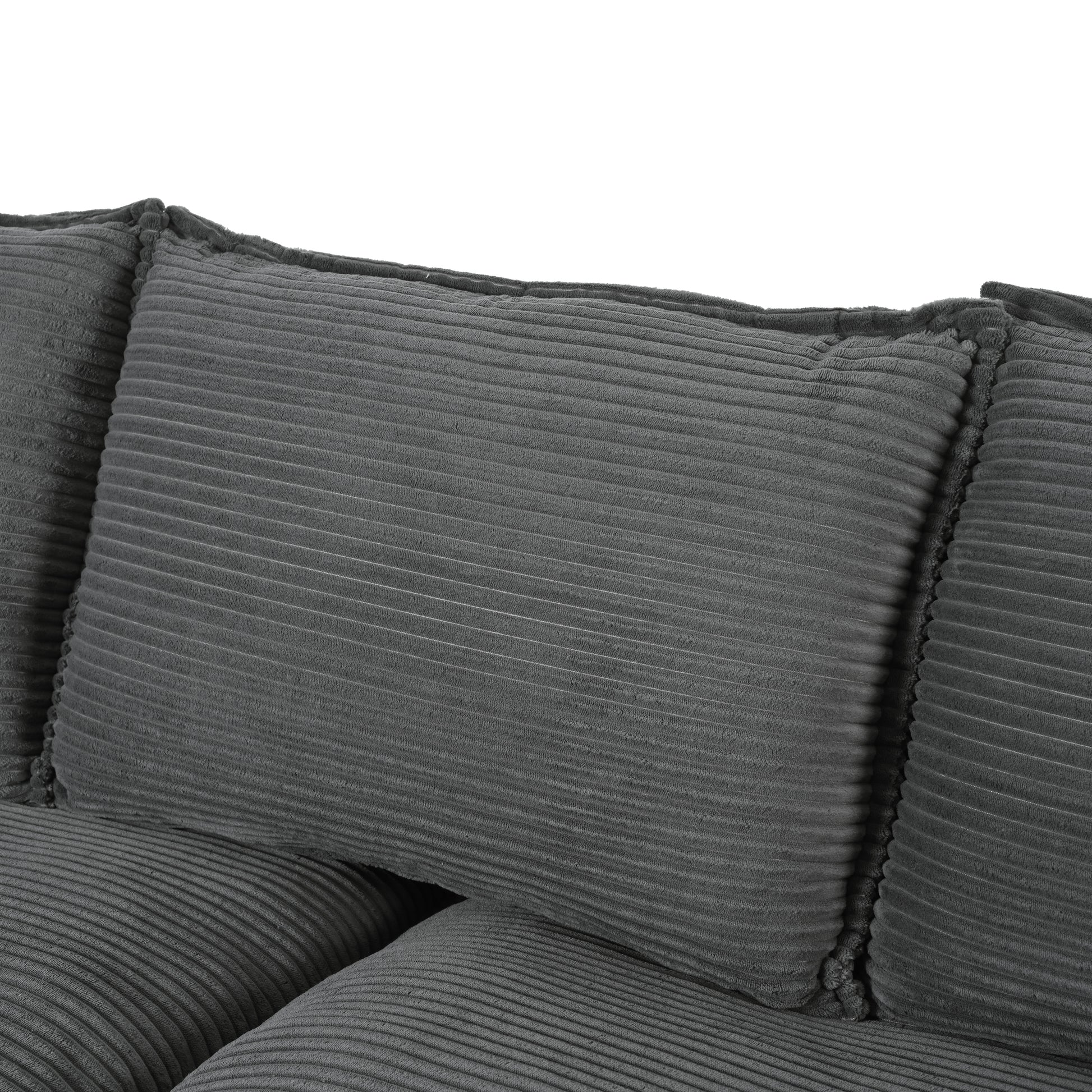 85.4" Modern Curved Sofa, Back Upholstered Couch With 2 Decorative Throw Pillows, Corduroy Fabric Couch For Living Room, Bedroomapartment Gray Corduroy 2 Seat