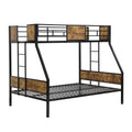 Twin Over Full Metal Bunk Bed With 2 Side Ladder And Full Length Guardrail, No Box Spring Needed, Large Under Bed Storage, Easy Assembleblack & Brown Full Black Brown Mdf Metal