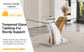 Table And Chair Set.Modern Dining Table, Tempered Glass Countertop With Artistic Mdf Legs.Paried With 6 Comfortable Chairs With Pu Seats And Metal Legs. Suitable For Various Decoration Styles. Black Brown,Transparent Seats 6 Mdf Metal