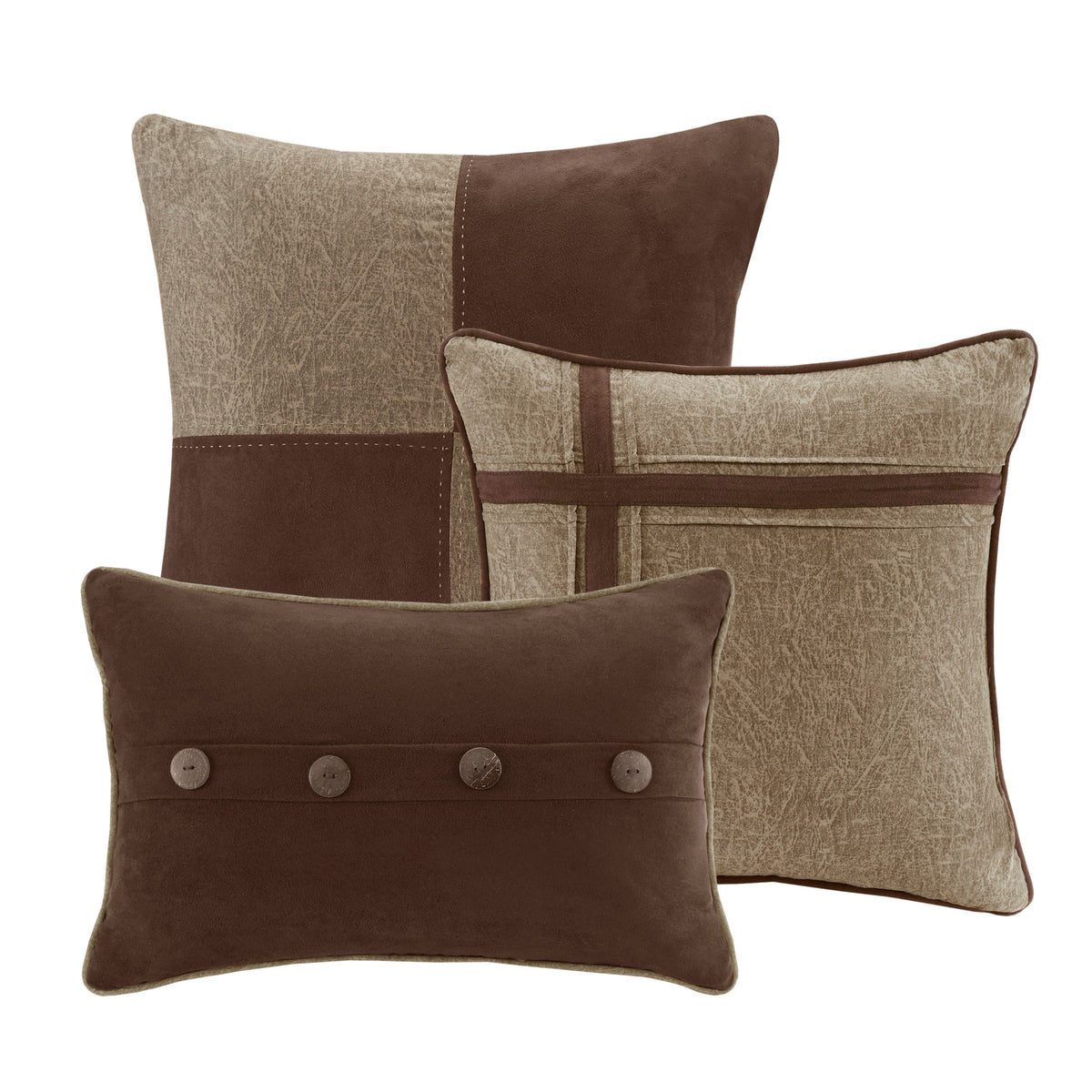7 Piece Faux Suede Comforter Set Brown Cal King California King Brown Polyester