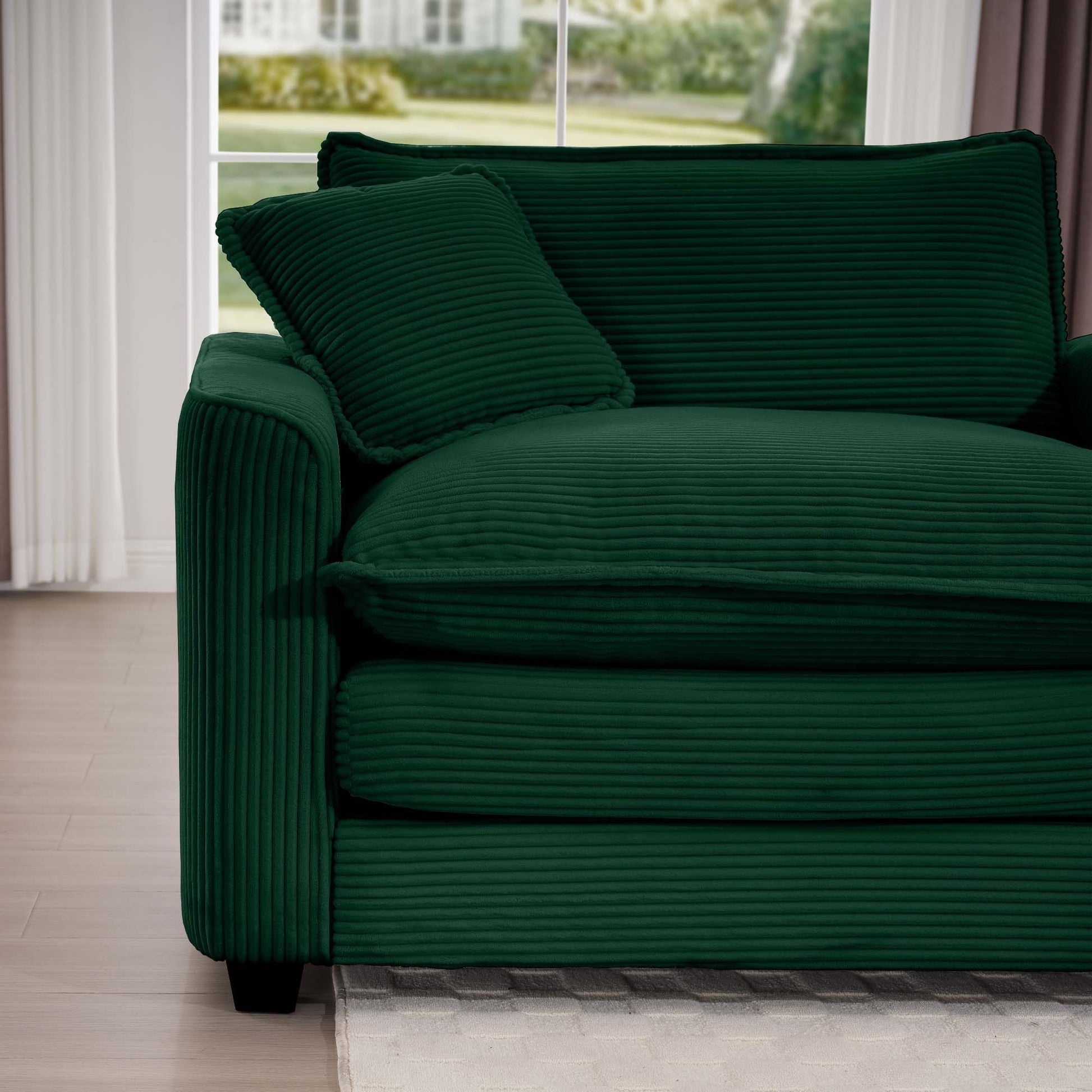 Oversized Modular Cushion Sofa, Portable Ottoman, L Shaped Corner Low Back Deep Seating Spacious Sofa Set And Sofa Bed For Home Apartment Living Room Set, Green Corduroy Green Corduroy 3 Seat