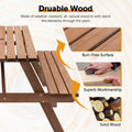 8 Person Brown Wooden Picnic Table, Outdoor Camping Dining Table With 2 Seats, Garden, Diy With 2 Built In Benches, 2220Lb Capacity Brown Wood