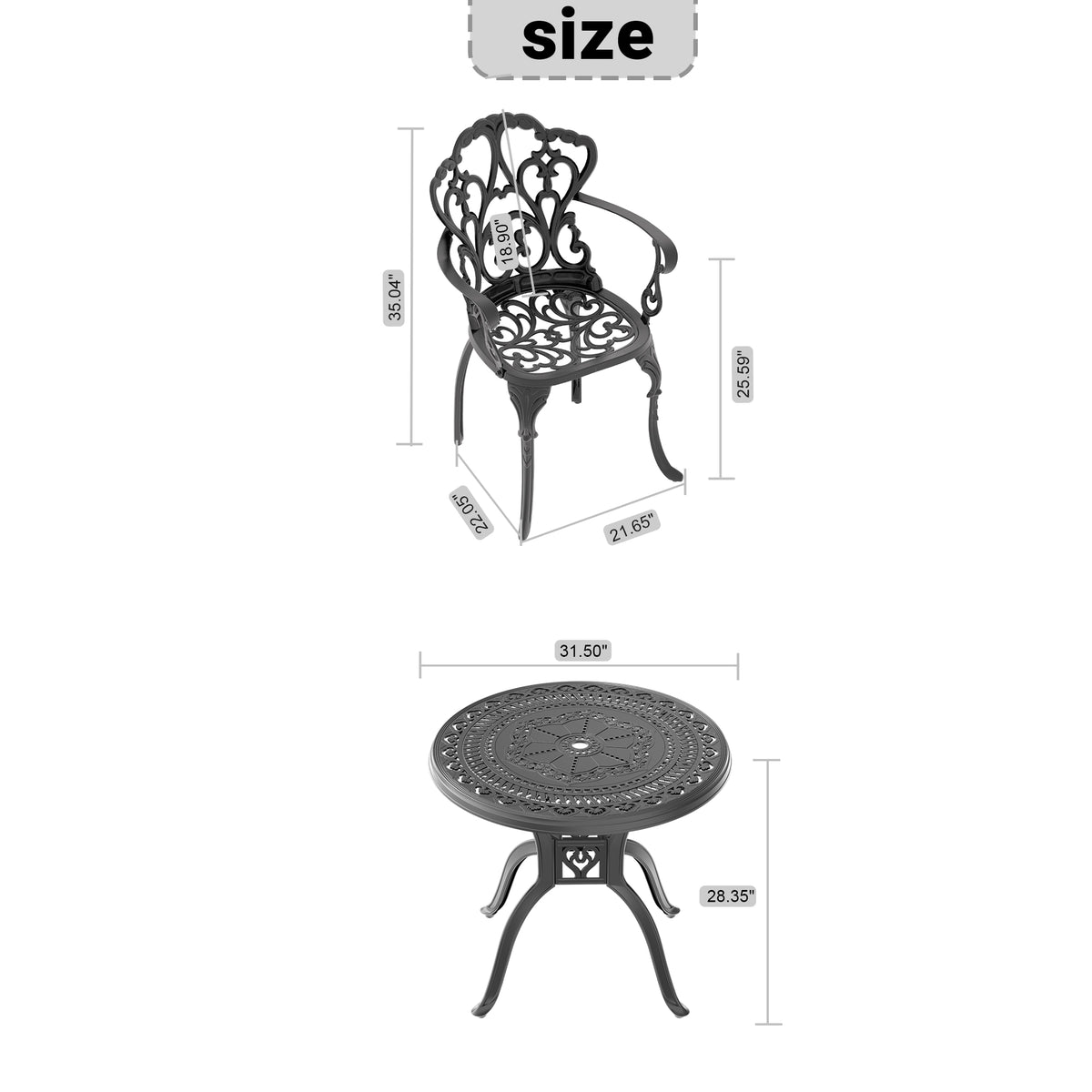 Cushions In Random Colors 5 Piece Set Of Cast Aluminum Patio Furniture With Cushions Yes Dining Set Black Seats 4 Rust Resistant Frame Water Resistant Cushion Garden & Outdoor Complete Patio Sets