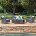 St Lucia 4Pc Sofa Set Grey Pe Rattan Iron Waterproof Fabric