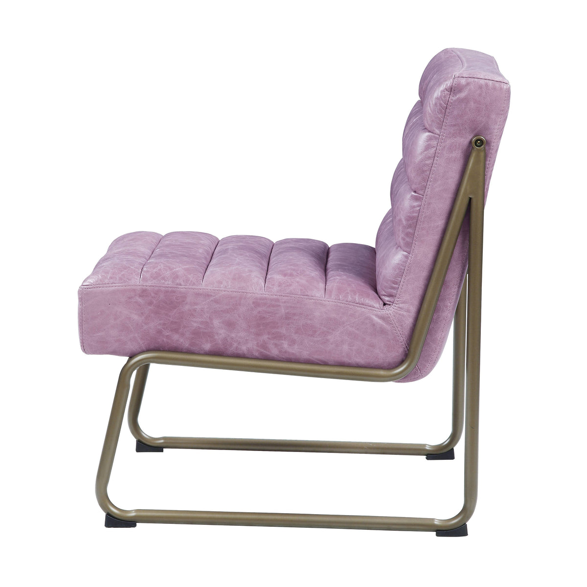 Wisteria Accent Chair With Metal With Sled Base Pink Primary Living Space Genuine Leather