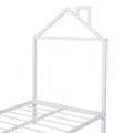 Twin Size Metal Platform Bed With Two Drawers,House Shaped Headboard Design, White Twin White Metal
