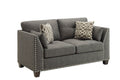 Light Charcoal Loveseat With 4 Pillows Grey Linen Wood Primary Living Space Loose Back Flared Arms Wood Fabric