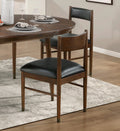Black Leather Upholstered Side Chairs Set Of 2, Modern Contemporary Cherry Finish Wooden Furniture Dining Chairs Cherry Dining Room Contemporary,Modern,Transitional Wood