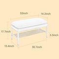 End Of Bed Bench With Shelf, Linen Upholstered Storage Shoe Bench, Modern Bedroom Bench With Metal Legs For Living Room, Entryway, Dining Room, 300 Lb, Linen Color Beige Beige Polyester Blend