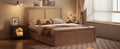 Queen Size Wood Storage Platform Bed With 4 Drawers, Rattan Headboard, Espresso Box Spring Not Required Queen Antique Espresso Wood Bedroom Bed Frame Wood Rattan