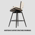 Bar Chair Toweling Woven Bar Stool Set Of 4, Black Legs Barstools No Adjustable Kitchen Island Chairs,360 Swivel Bar Stools Upholstered Counter Stool Arm Chairs With Back Footrest, White White Black Foam Linen