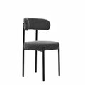 Grey Boucle Dining Chairs Set Of 2,Mid Century Modern Curved Backrest Chair,Round Upholstered Kitchen Chairs Metal Grey Dining Room Round Modern Velvet