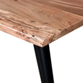 48 In. Acacia Wood Live Edge Dining Table, Rustic Style Dining Room Table, Brown Black Black Brown Seats 4 Brown Dining Room Rustic Freestanding Acacia Rectangular Kitchen & Dining Tables Rectangular Iron Acacia Wood
