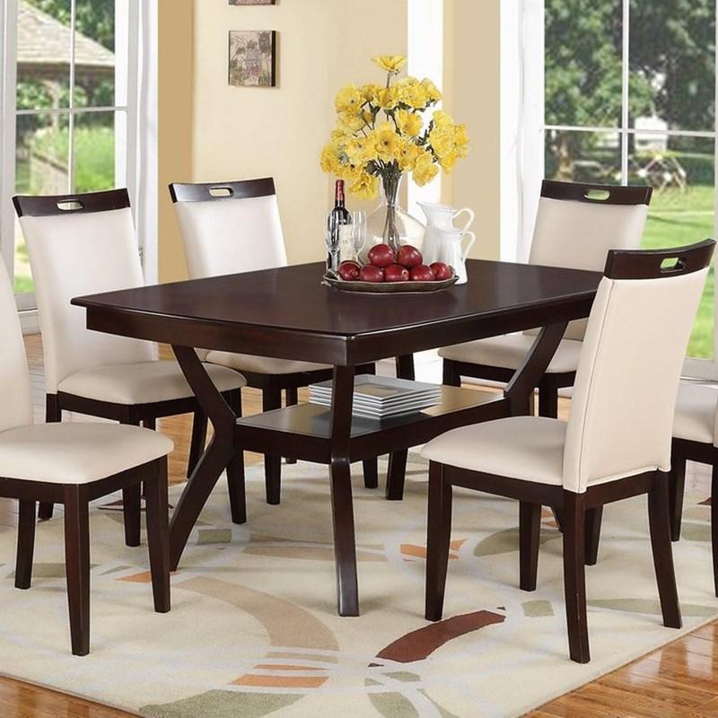 Formal Look 1Pc Dining Table W Shelve Solidwood Espresso Finish Dining Room Furniture Espresso Espresso Dining Room Classic,Contemporary,Modern,Transitional Rubberwood Rectangular Kitchen & Dining Tables Rectangular Solid Wood