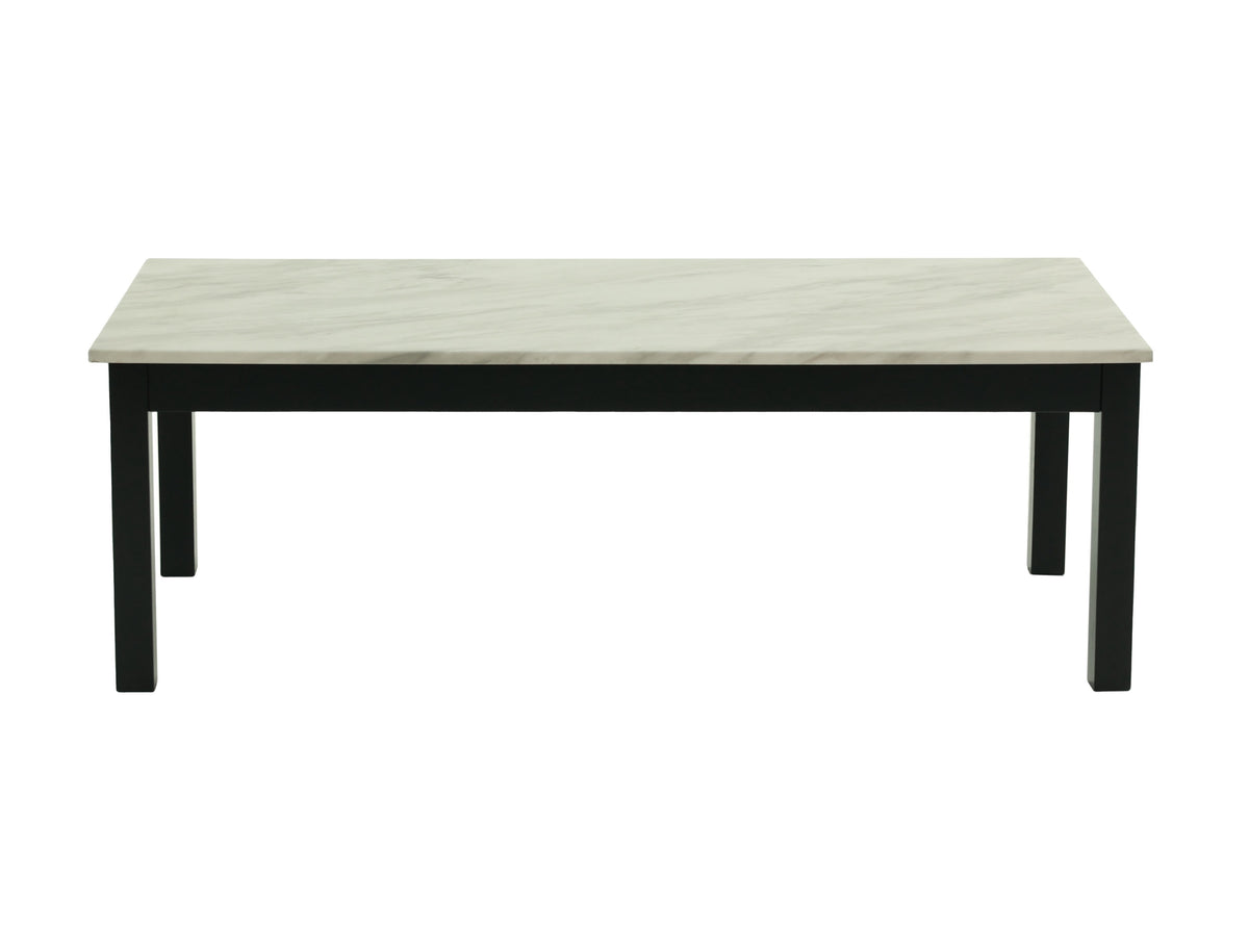 Majestic Beautiful White Faux Marble Top 1X Coffee Table And 2X End Tables 3Pc Coffee Table Set Black Legs Living Room Furniture Black,White Primary Living Space