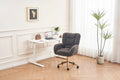 005 Teddy Fabric 360 Swivel Home Office Chair With Gold Metal Base And Universal Wheels,Dark Gray Solid Dark Gray Office Sponge Wipe Clean Modern Office Chairs Tufted Back Foam Swivel Teddy