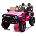 24V Two Seater Kids Ride On Truck Car W Parents Control,200W*2,Seat Width 20.28In,Four Wheel Suspension,Led Lights,Music,Mp3,Bluetooth,Two Independent Seat Belts,Suitable For Off Road For Kids Aged 3 Pink 100 149 Lbs Polypropylene