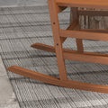 Outsunny Outdoor Rocking Chair Set Of 2 With Side Table, Patio Wooden Rocking Chair With Smooth Armrests, High Back For Garden, Balcony, Porch, Supports Up To 352 Lbs., Teak Natural Wood