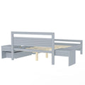Full Size Wooden Platform Bed With 2 Storage Drawers And 2 Bedside Tables, Gray Full Gray Pine