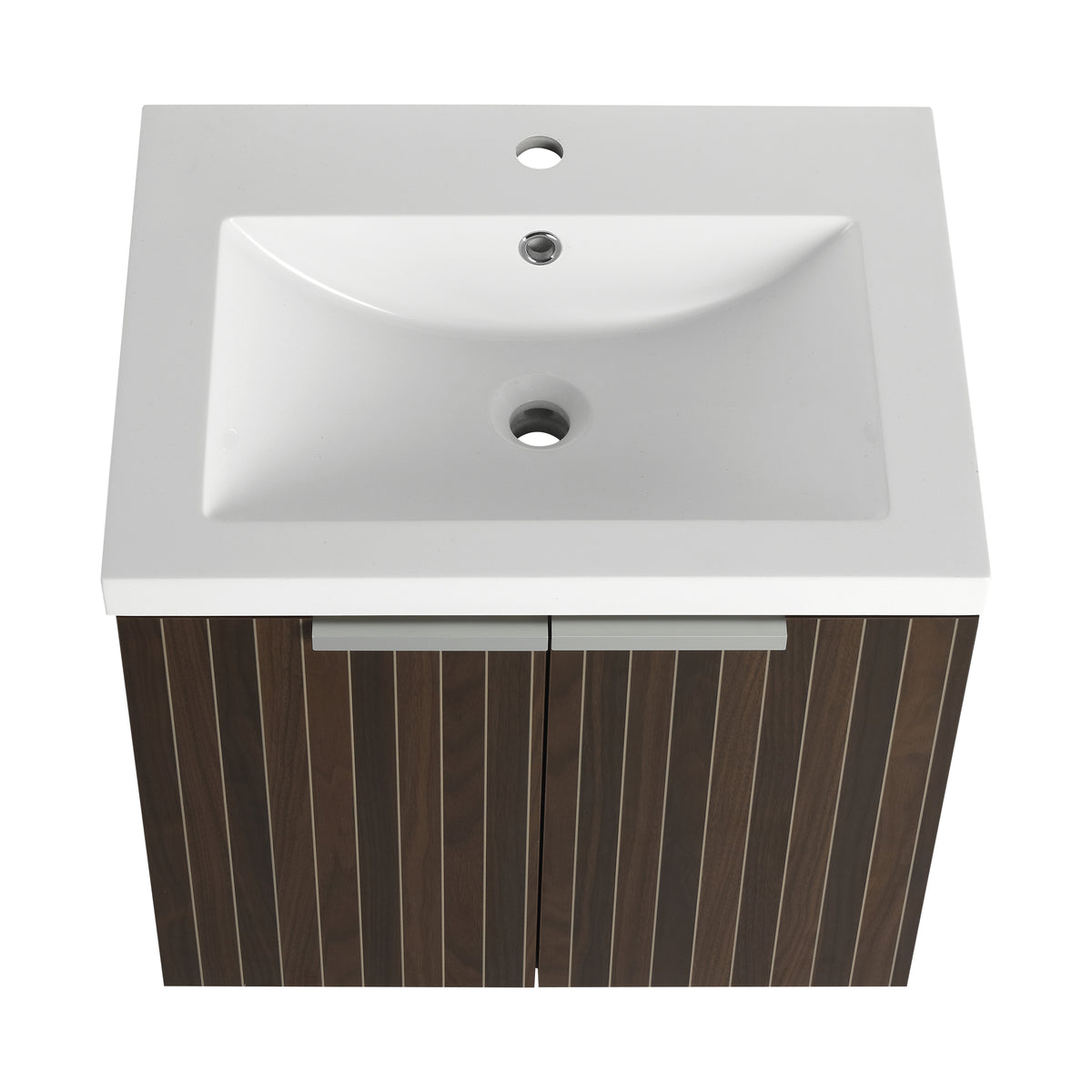 24 Inch Bathroom Cabinet With Resin Sink,Soft Close Doors,Float Mounting Design, For Small Bathroom Silver Brown Stripe Bathroom Modern Plywood Plywood