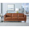 Maui Leather Sofa Brown Down Filling Genuine Leather 3 Seat