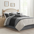 7 Piece Faux Suede Comforter Set Black King King Black Polyester