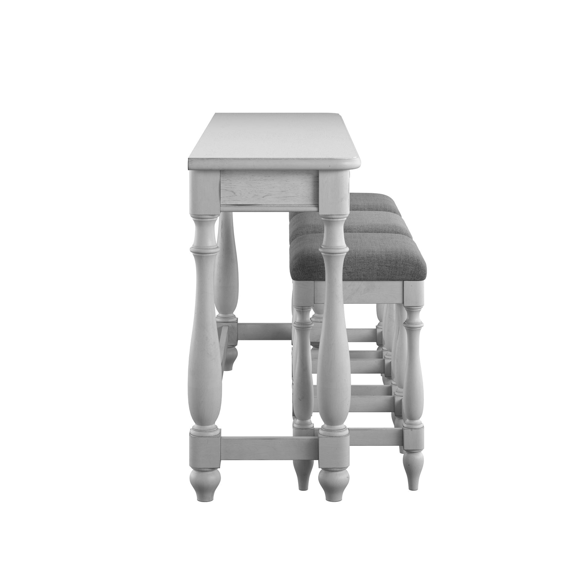 Mariano Gray Sofa Table With Three Stools Gray Drawers Solid Wood