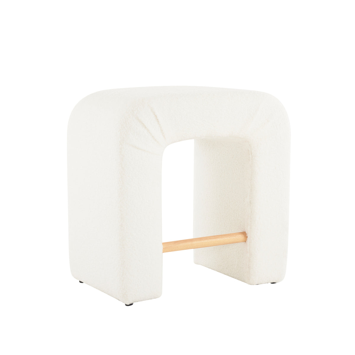 24'' Boucle Stool Set Of 2,Dining Chairs For Home Kitchen Island,White White Dining Room Sponge Modern Bar Stools Set Of 2 Polyurethane Foam Fabric,Foam,Plywood,Wood
