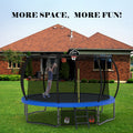 12Ft Recreational Kids Trampoline With Safety Enclosure Net & Ladder, Outdoor Recreational Trampolines Blue Steel