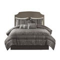 7 Piece Jacquard Comforter Set Grey Queen Queen Grey Polyester