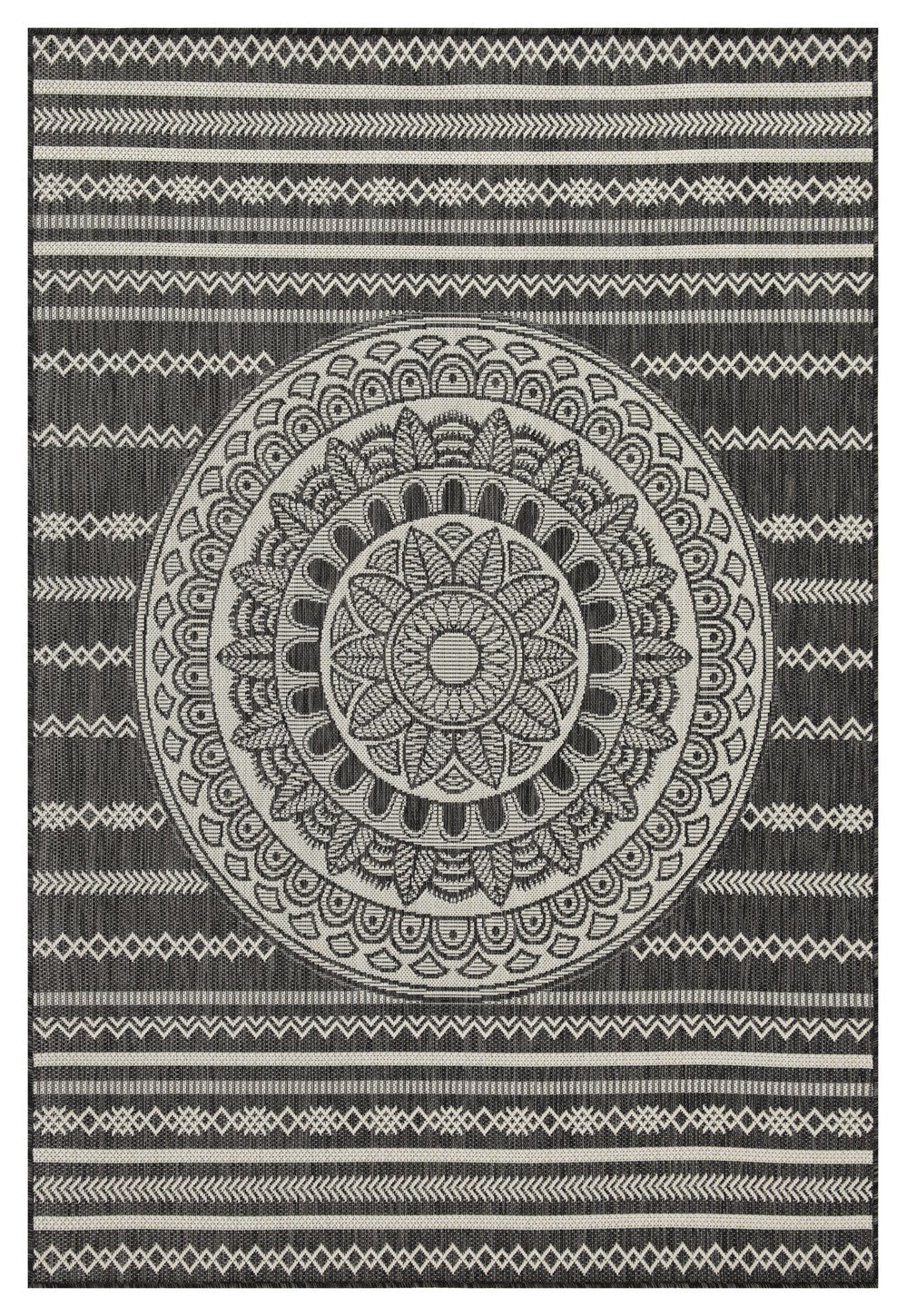 Sunshine Gc Har2017 Anthracite 5 Ft. 3 In. X 7 Ft. 3 In. Indoor Outdoor Area Rug Anthracite Polyester Polypropylene