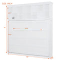 Queen Size Murphy Bed Wall Bed With Top Shelves & Usb,White Queen White Plywood