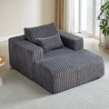 62.5 Inch Corduroy Sponge Sofa Lounge Chair With Removable Footrest,No Assembly Required,Fluffy Modern Sleeper Chair For Indoor Living Room Bedroom Grey Foam Corduroy 1 Seat