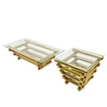 Gold Stainless Steel Clear Tempered Glass Coffee Table For Bed Room, Living Room Clear,Gold Modern Open Storage Stainless Steel,Tempered Glass
