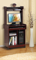 Microwave Cart Coffee Station Computer Cart On Locking Castors Hutch Gliding Shelf Mahogany Color Mahogany Particle Board Mdf
