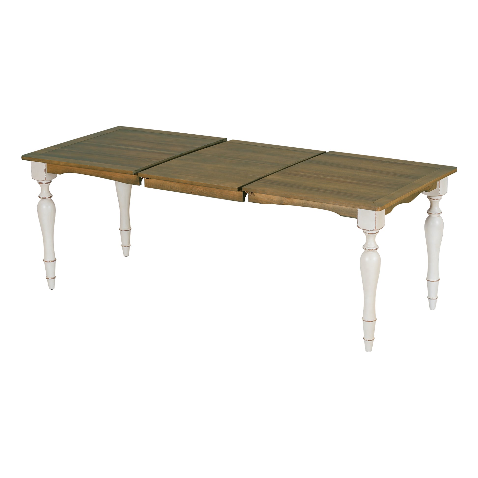 Vintage Traditional 82.7Inch Extendable Dining Table With 23.6Inch Removable Leaf, Brown Cream Cream Brown Seats 8 Dining Room Traditional Rubberwood Rectangular Rubber Wood