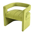 Modern Velvet Accent Chair With Ribbed Detail, Luxury Curved Fully Upholstered Accent Chair, Green No Assembly Needed Green Velvet