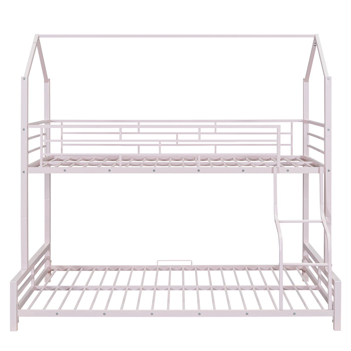 Metal House Bunk Bed, Twin Over Full, Pink Full Pink Metal