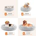 Anti Slip Round Fluffy Plush Faux Fur Cat Bed,Large Gray Gray Fabric