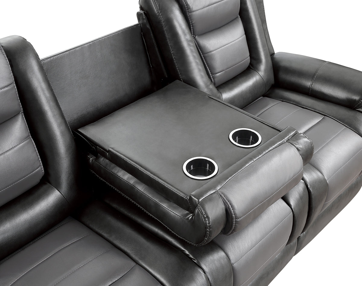 Modern Luxury Living Room Sofa Set 3Pc Reclining Sofa Loveseat Glider Reclining Chair Formal Furniture Premium Faux Leather Upholstery Comfortable Two Tone Gray Finish Dark Gray,Light Gray Faux Leather Wood Primary Living Space Luxury,Modern