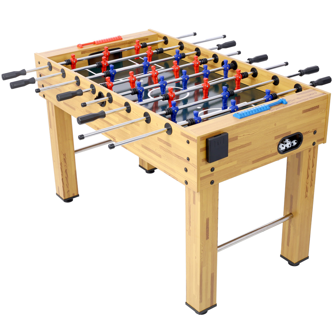54 Inch Hurricane Foosball Table For Family Game Rooms With Light Cherry Finish, Analog Scoring And Free Accessories Brown Mdf Steel