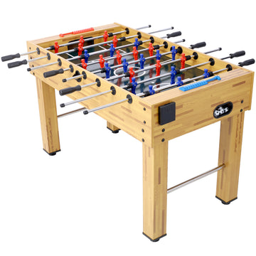 54 Inch Hurricane Foosball Table For Family Game Rooms With Light Cherry Finish, Analog Scoring And Free Accessories Brown Mdf Steel