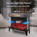 24 Inch Three Sided Glass Electric Fireplace With Feet Powder Coated Electric Antique Black Vent Free Primary Living Space Yes Insert Tempered Glass Sheet Metal Electric