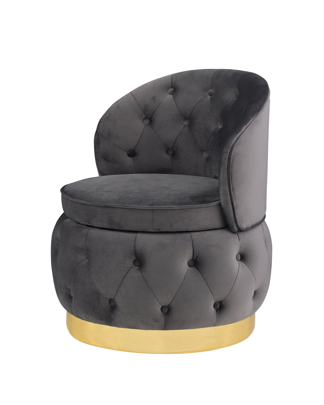 360 Degree Swivel Cuddle Barrel Accent Storage Chairs Gray Velvet