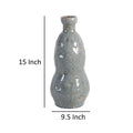 15 Inch Ceramic Vase, Curved And Design, Gray Gray Ceramic