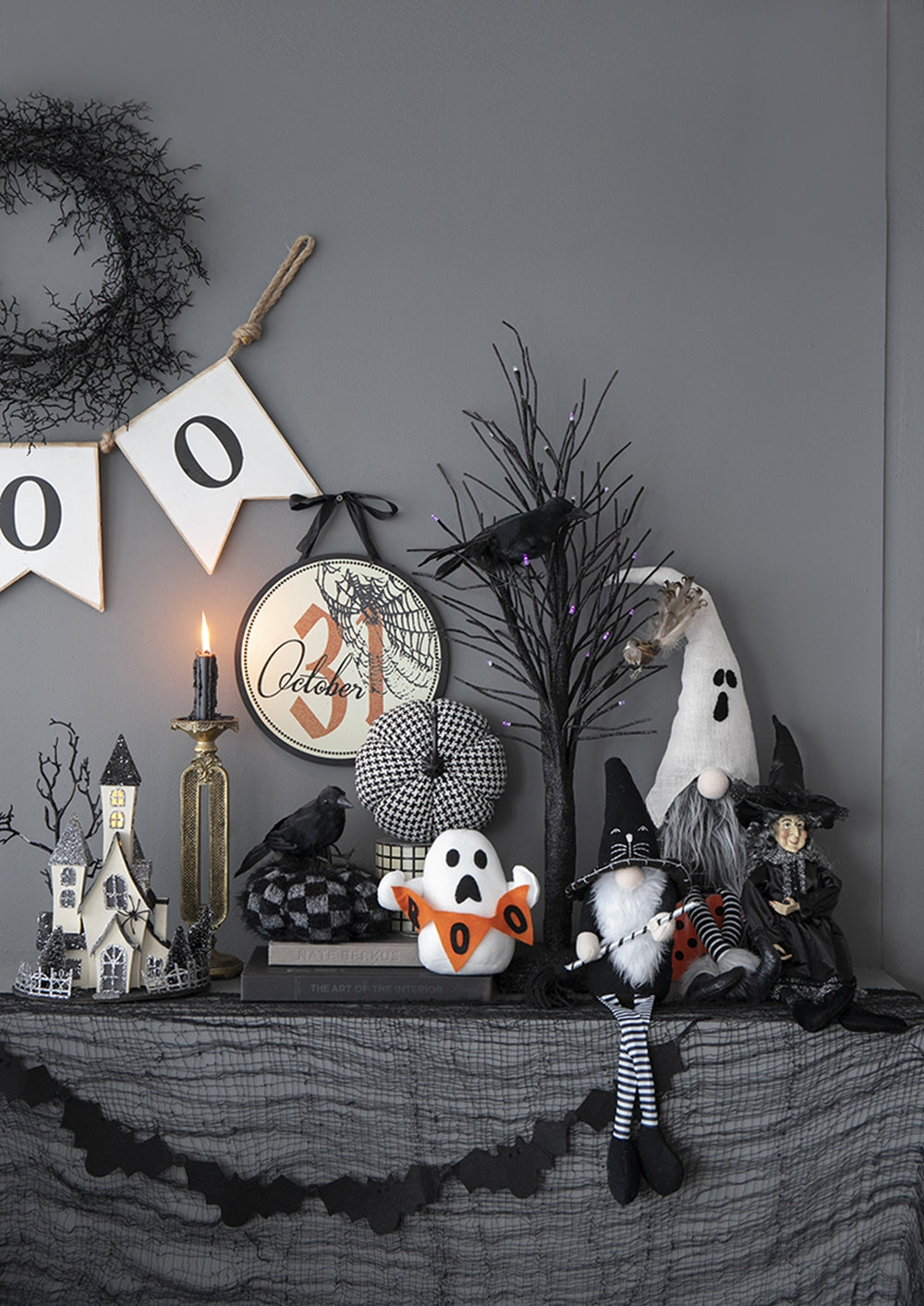 7X7X7.5" Fabric Pumpkin Decor, For Holiday Halloween Decoration Black,White Polyester