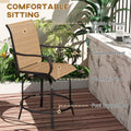 Outsunny Outdoor Bar Stools With Armrests, Set Of 2 360 Swivel Bar Height Patio Chairs With High Density Mesh Fabric, Steel Frame Dining Chairs For Balcony, Poolside, Backyard, Tan Brown Steel